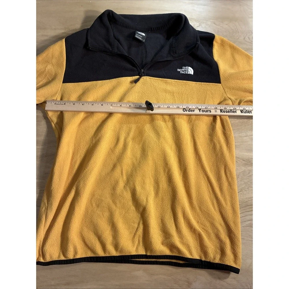 The North Face Fleece Quarter Zip Jacket Men's Size Medium Black/Yellow - Picture 8 of 9